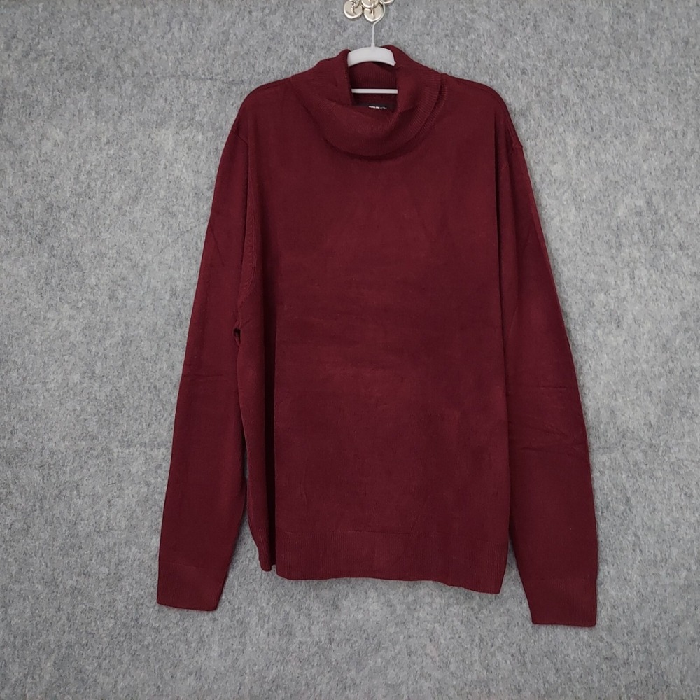 Nova Men Sweater‎ 2XL Burgundy Turtleneck Long Sleeve Ribbed Knit Soft Preppy